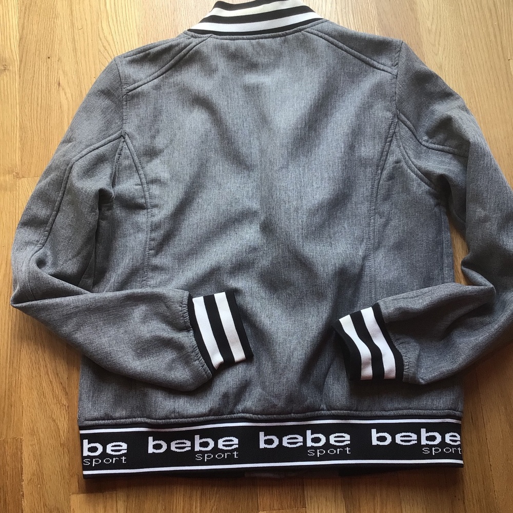 Bebe Gray Sport Fleece Lined Bomber Jacket in medi - Picture 8 of 8